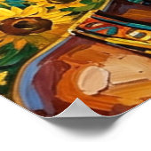 Schwarzes Frauenkunst-Sonnenblumenposter Poster (Ecke)