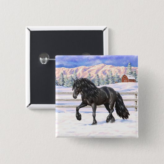 Schwarzes Friesen Button (Vorne & Hinten)