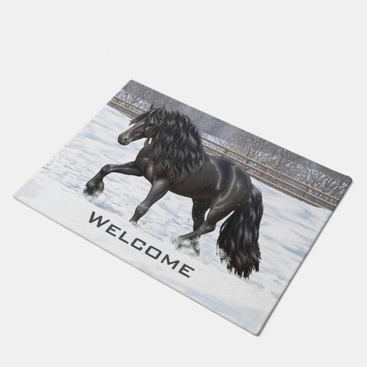 Schwarzes Friesen Fußmatte (Schrägansicht)