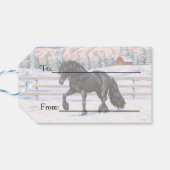 Schwarzes Friesen Geschenkanhänger (Rückseite Horizontal)