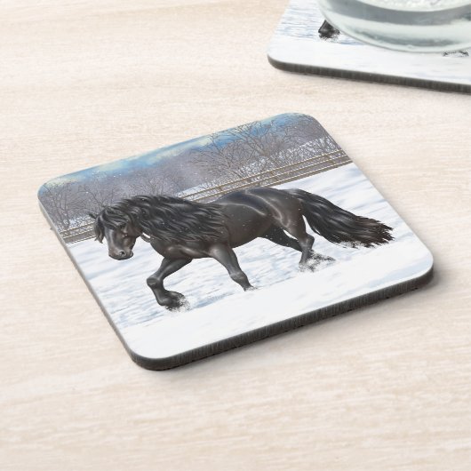 Schwarzes Friesen Getränkeuntersetzer (Linke Seite)