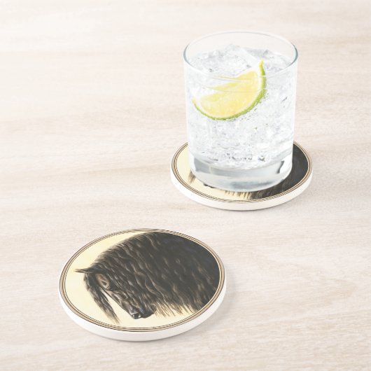 Schwarzes Friesen Sandstein Untersetzer (Seite)