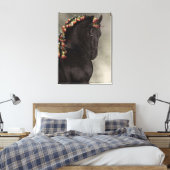Schwarzes Friesenpferd auf Leinwand - Eingewickelt (Insitu (Schlafzimmer))