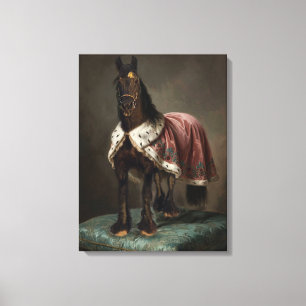 Schwarzes Friesenpferd - Eingewickelte Leinwand