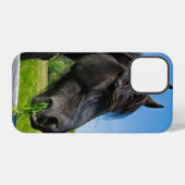 Schwarzes Friesenpferd iPhone Hülle (Rückseite (Horizontal))