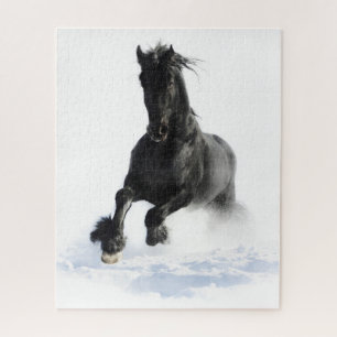 Schwarzes Friesenpferd Puzzle