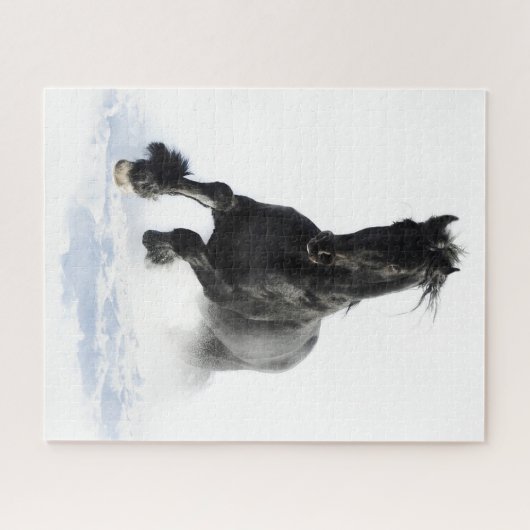 Schwarzes Friesenpferd Puzzle (Horizontal)