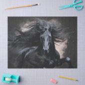 Schwarzes Friesisches Pferd Decoupage Seidenpapier (Basteln)