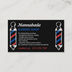 Schwarzes Friseur-Pol-Salon-Branding-Design Visitenkarte