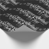 Schwarzes frohe Weihnacht-guten Rutsch ins Neue Geschenkpapier (Ecke)