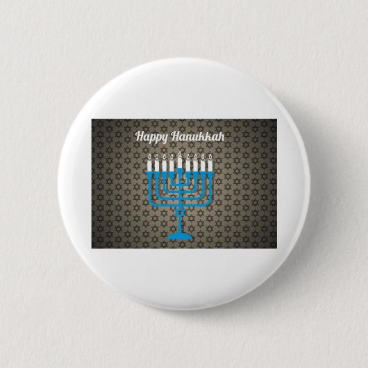 schwarzes frohes Chanukka Button (Vorderseite)