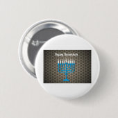 schwarzes frohes Chanukka Button (Vorne & Hinten)