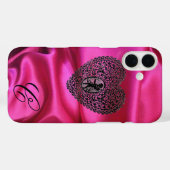 SCHWARZES FUCHSIA-KLEINES MONOGRAMM Case-Mate iPhone HÜLLE (Rückseite (Horizontal))
