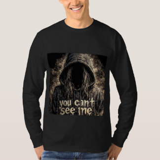Schwarzes Full-Sleeve-Gesichtdesign T-Shirt