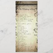 Schwarzes Funky Elegantes Wirbel Hochzeitsprogramm Programm (Rückseite)