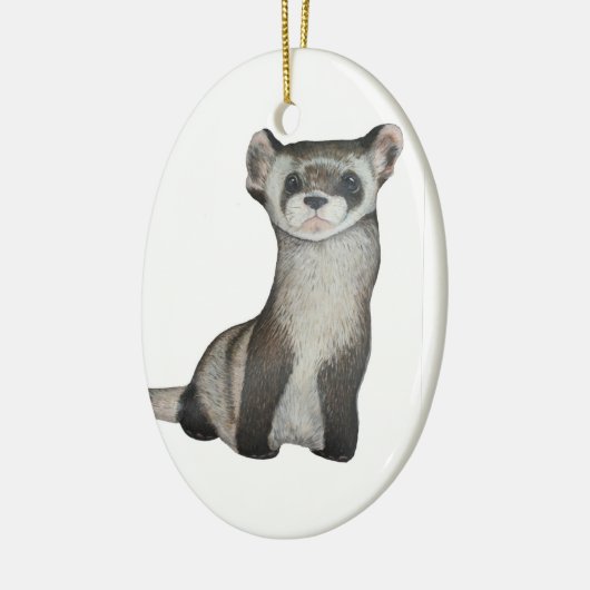 Schwarzes füßiges Frettchen Keramik Ornament (Links)