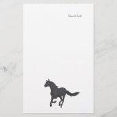 Schwarzes Gallopierpferd Briefpapier (Vorderseite)