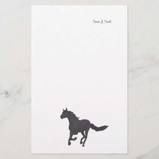 Schwarzes Gallopierpferd Briefpapier (Vorderseite)