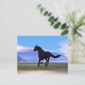 Schwarzes Gallopierpferd Postkarte (Stehend Vorderseite)