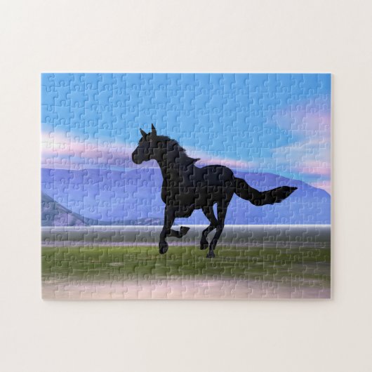 Schwarzes Gallopierpferd Puzzle (Horizontal)