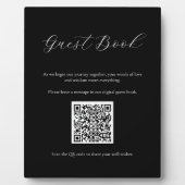 Schwarzes Gästebuchzeichen mit QR-Code Plaque Fotoplatte (Vorderseite)