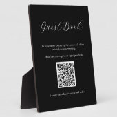 Schwarzes Gästebuchzeichen mit QR-Code Plaque Fotoplatte (Seite)