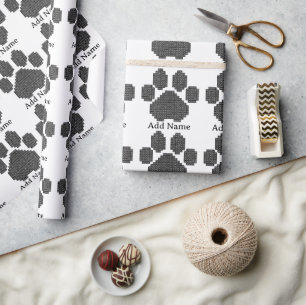 Schwarzes Gebäude Blöcke Dog Paw Print Individuell Geschenkpapier
