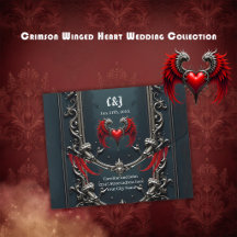 Schwarzes geflügeltes Herz Gothic Romance Elegant