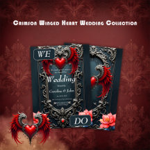 Schwarzes geflügeltes Herz Gothic Romance Elegant