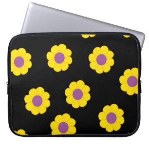 Schwarzes Gehäuse mit gelbem Blumenmuster Laptopschutzhülle
