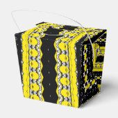 Schwarzes, gelbes und weißes Tribal-Muster Geschenkschachtel (Rückseite)