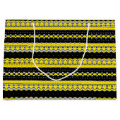 Schwarzes, gelbes und weißes Tribal-Muster Große Geschenktüte (Vorderseite)