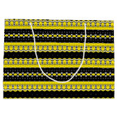 Schwarzes, gelbes und weißes Tribal-Muster Große Geschenktüte (Rückseite)