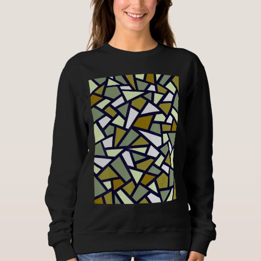 Schwarzes geometrisches Abstraktes Muster Camoufla Sweatshirt (Vorderseite)