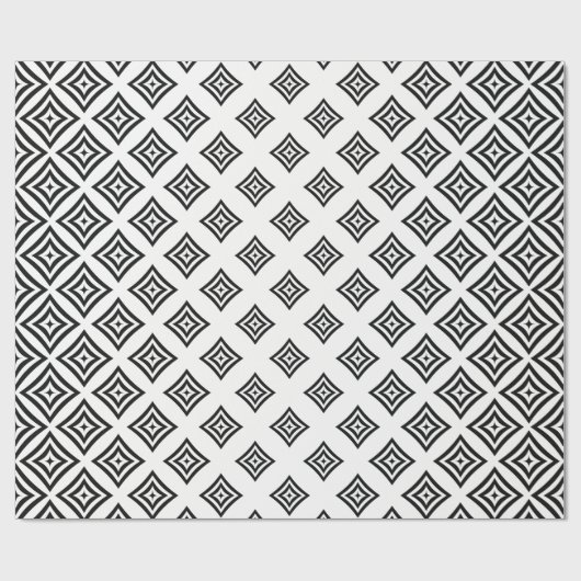 Schwarzes geometrisches Design Geschenkpapier (Flach)