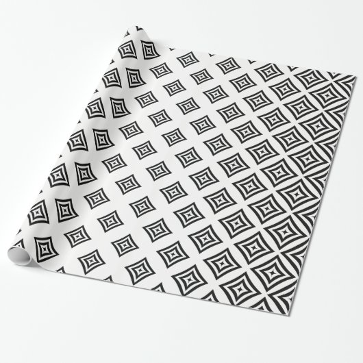 Schwarzes geometrisches Design Geschenkpapier (Ungerollt)