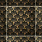 Schwarzes geometrisches Fangebilde Deco-Fliese Fliese