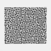 Schwarzes geometrisches Labyrinthmuster auf weißem Fleecedecke (Vorderseite (Horizontal))