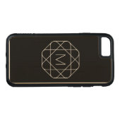 Schwarzes geometrisches Monogramm Carved Wood iPhone Hülle (Rückseite (Horizontal))