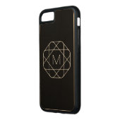 Schwarzes geometrisches Monogramm Carved Wood iPhone Hülle (Links)