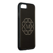 Schwarzes geometrisches Monogramm Carved Wood iPhone Hülle (Rechts)