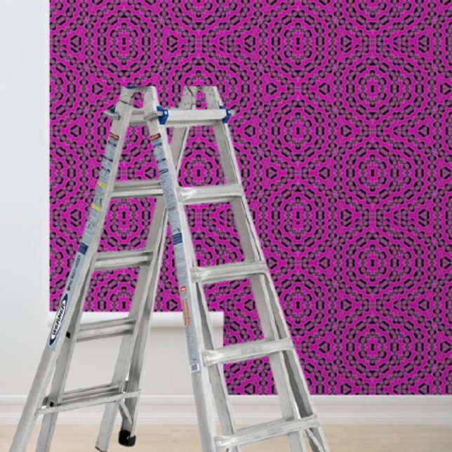 Schwarzes geometrisches Muster abziehen und stähle Tapete (Peel and stick pink black geometric pattern wallpaper)