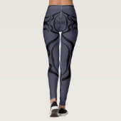 Schwarzes geometrisches Muster auf Blue 2 Women's  Leggings (Rückseite)