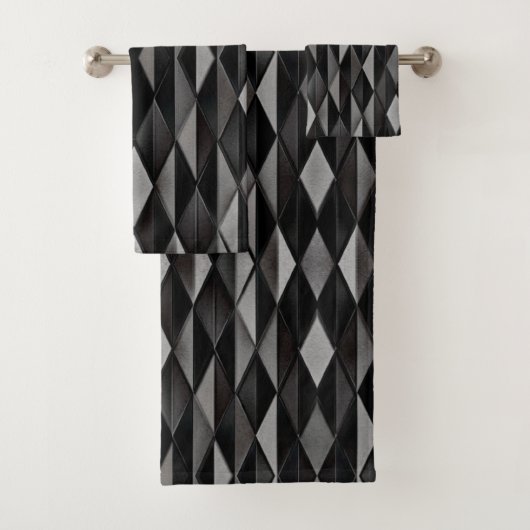 Schwarzes geometrisches Muster | Badhandtuch Set (Insitu)