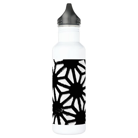 Schwarzes geometrisches Muster Edelstahlflasche (Links)