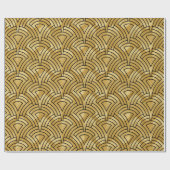 Schwarzes geometrisches Muster, goldener Hintergru Geschenkpapier (Flach)