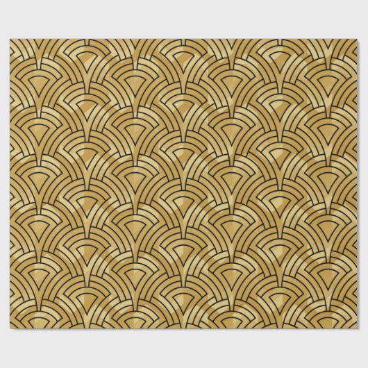 Schwarzes geometrisches Muster, goldener Hintergru Geschenkpapier (Flach)