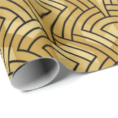 Schwarzes geometrisches Muster, goldener Hintergru Geschenkpapier (Rolleneckpunkt)