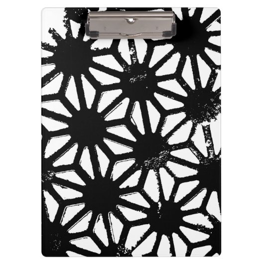 Schwarzes geometrisches Muster Klemmbrett (Vorderseite)