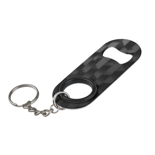Schwarzes geometrisches Muster Mini Flaschenöffner (Vorderseite Schrägansicht)